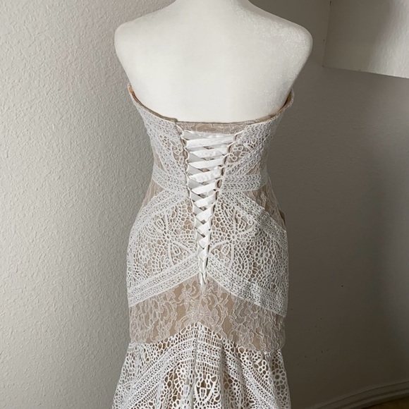 LIPOSA Bohemian Wedding Dress Sweetheart Mermaid Lace Bridal Gown - Picture 14 of 17